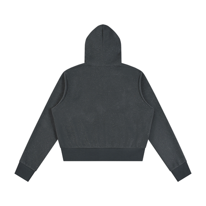 Women's Sparkles Fleece Full Zip Hoodie in dark gray, alternate angle
