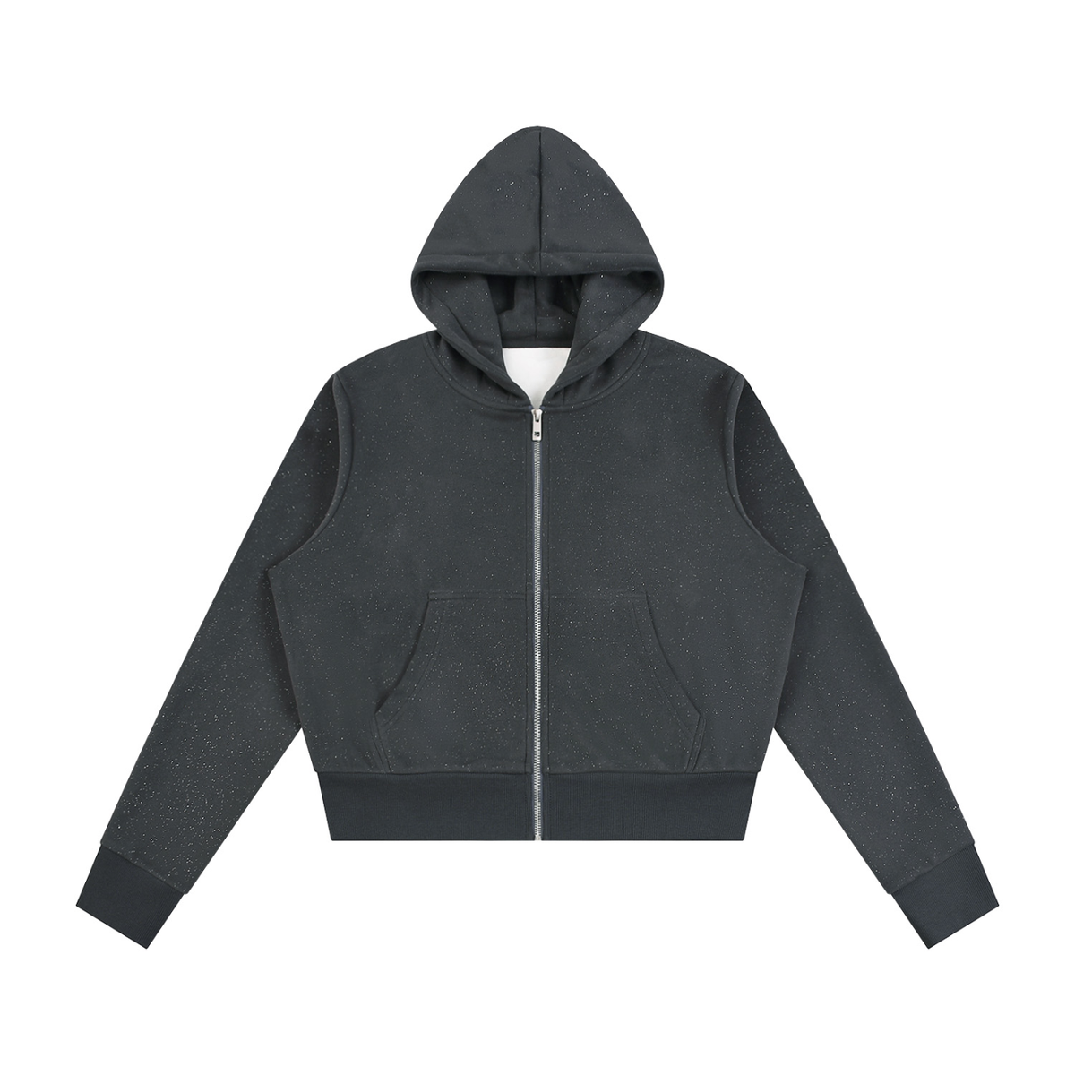 Women's Sparkles Fleece Full Zip Hoodie in dark gray