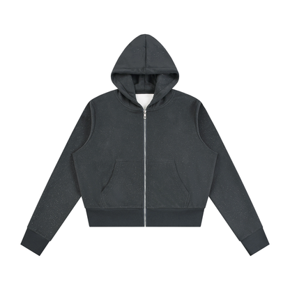 Women's Sparkles Fleece Full Zip Hoodie in dark gray