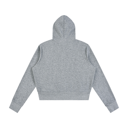 Women's Sparkles Fleece Full Zip Hoodie in flower gray, alternate angle