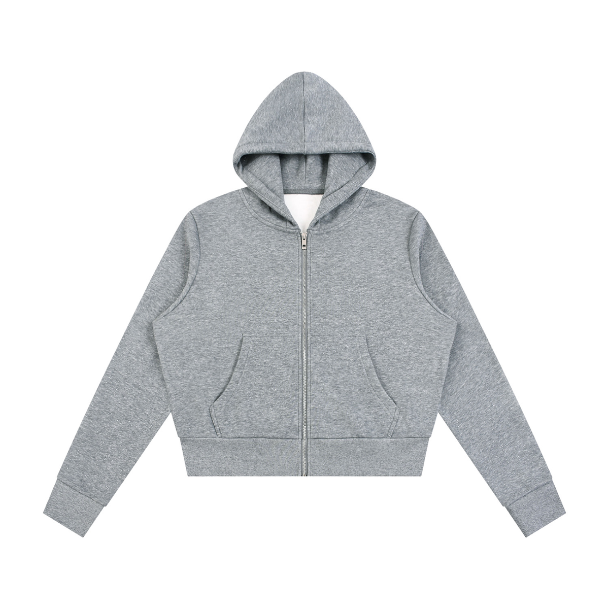 Women's Sparkles Fleece Full Zip Hoodie in flower gray