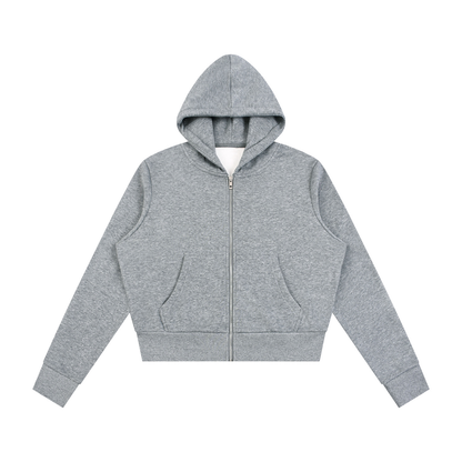 Women's Sparkles Fleece Full Zip Hoodie in flower gray
