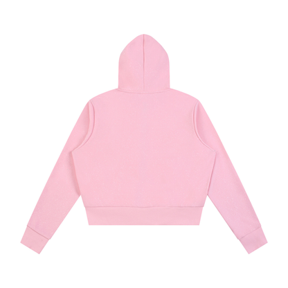 Women's Sparkles Fleece Full Zip Hoodie in pink, alternate angle