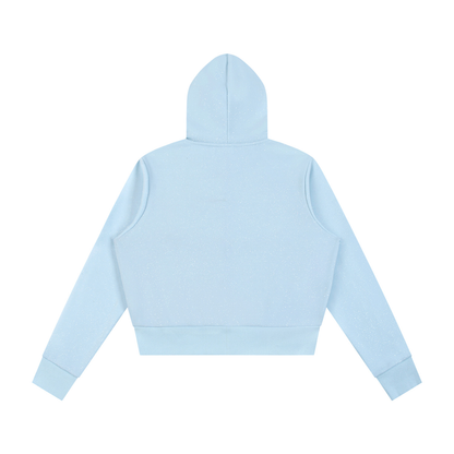 Women's Sparkles Fleece Full Zip Hoodie in sky blue, alternate angle