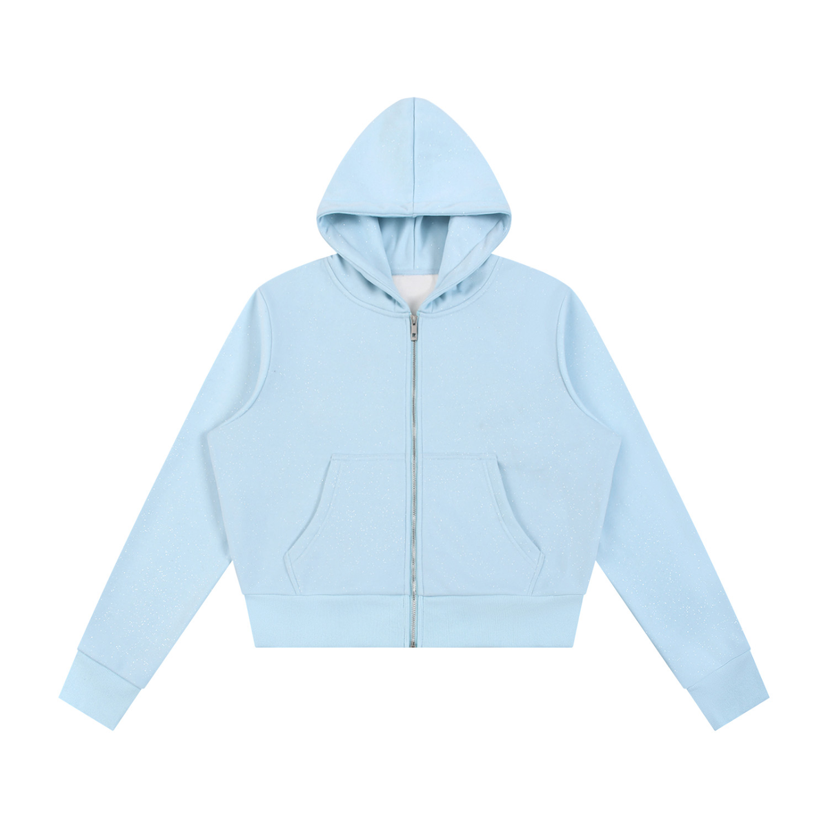 Women's Sparkles Fleece Full Zip Hoodie in sky blue