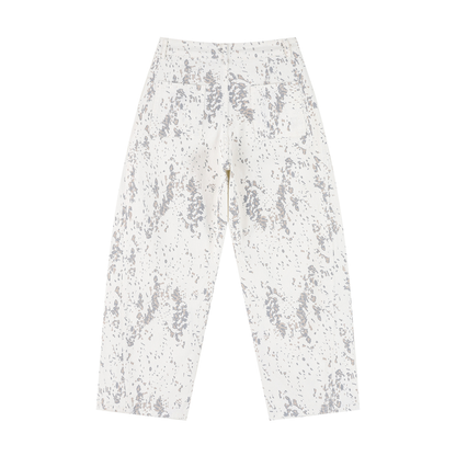 Women's Splatter Barrel Leg Jeans in leopard white, alternate angle