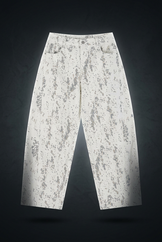 Women's Splatter Barrel Leg Jeans