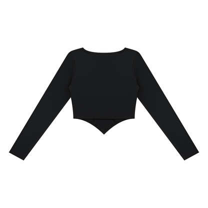 Women's Square Neck Cropped T-Shirt in black, alternate angle