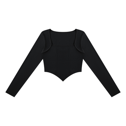 Women's Square Neck Cropped T-Shirt in black