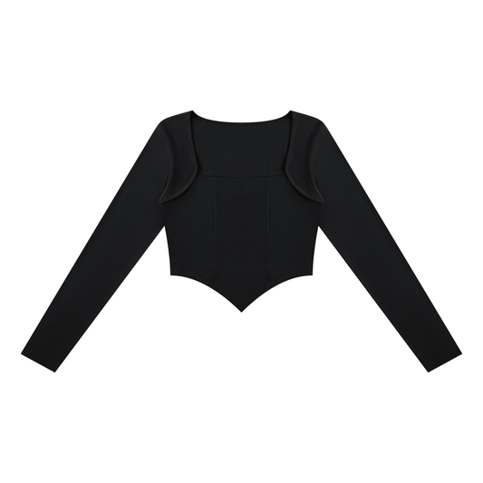 Women's Square Neck Cropped T-Shirt in black