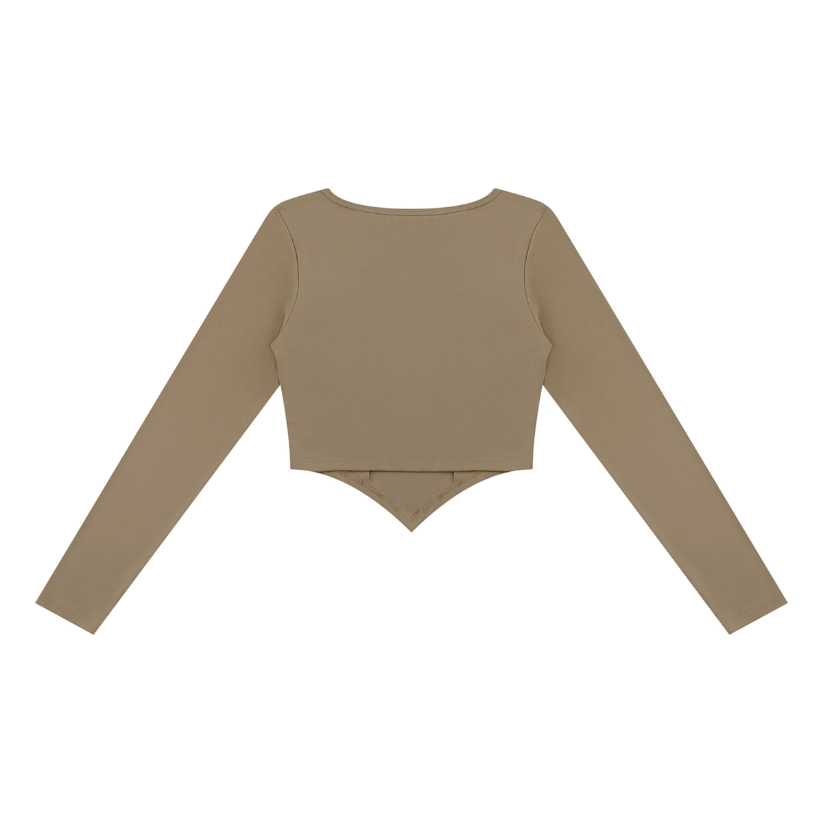 Women's Square Neck Cropped T-Shirt in light coffee, alternate angle