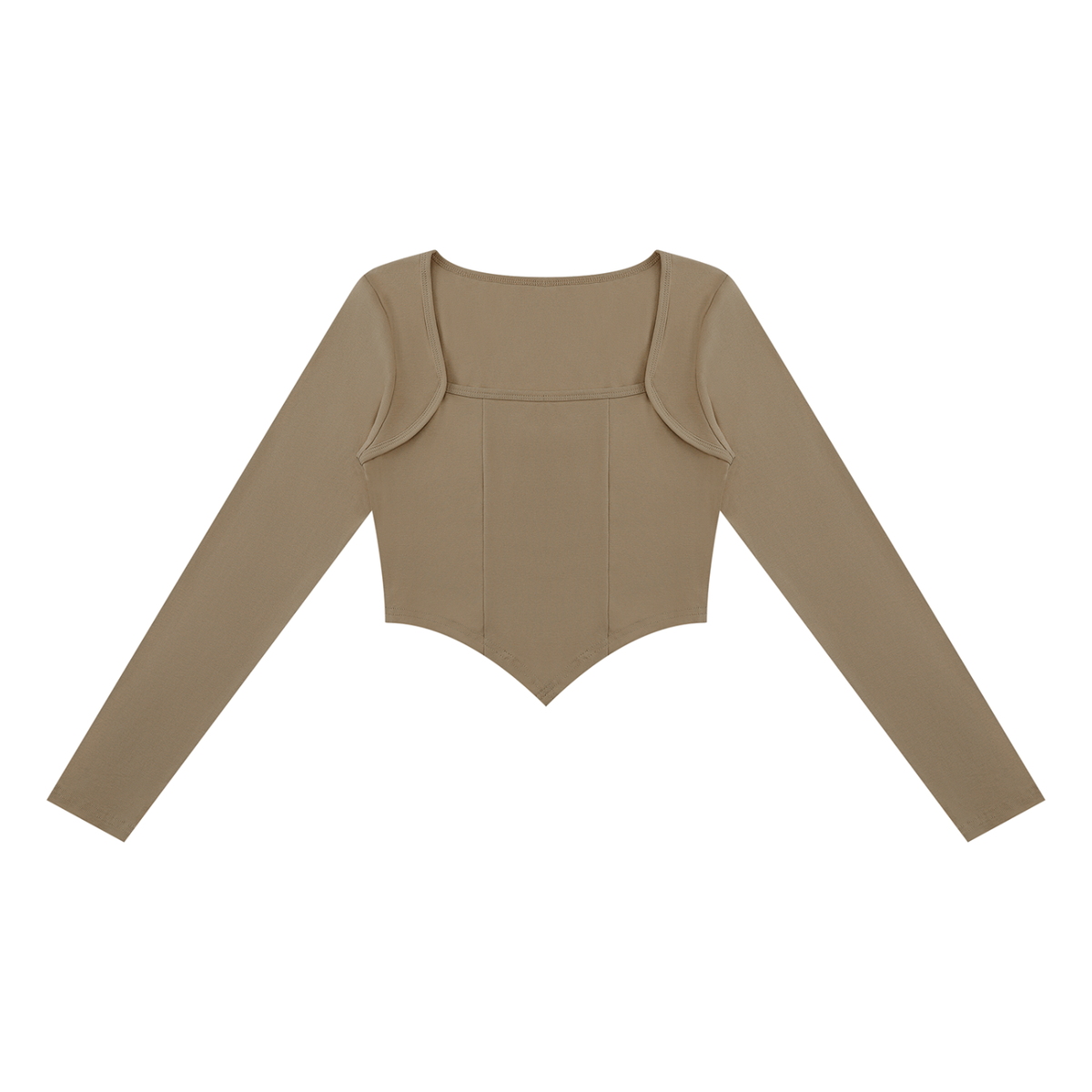 Women's Square Neck Cropped T-Shirt in light coffee