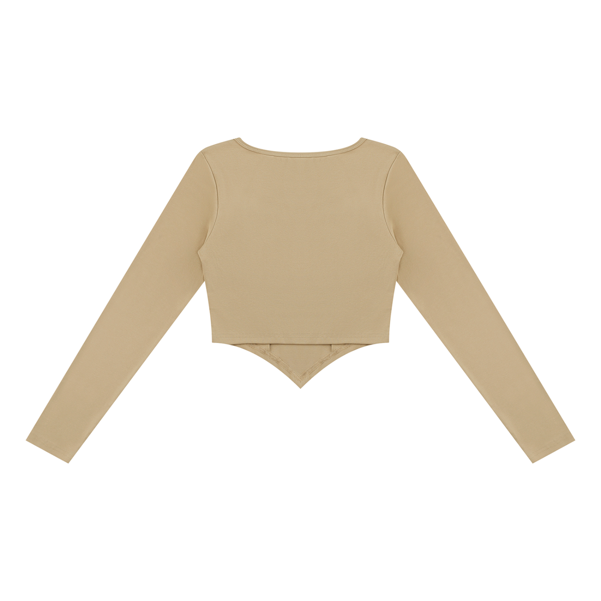 Women's Square Neck Cropped T-Shirt in pale khaki, alternate angle