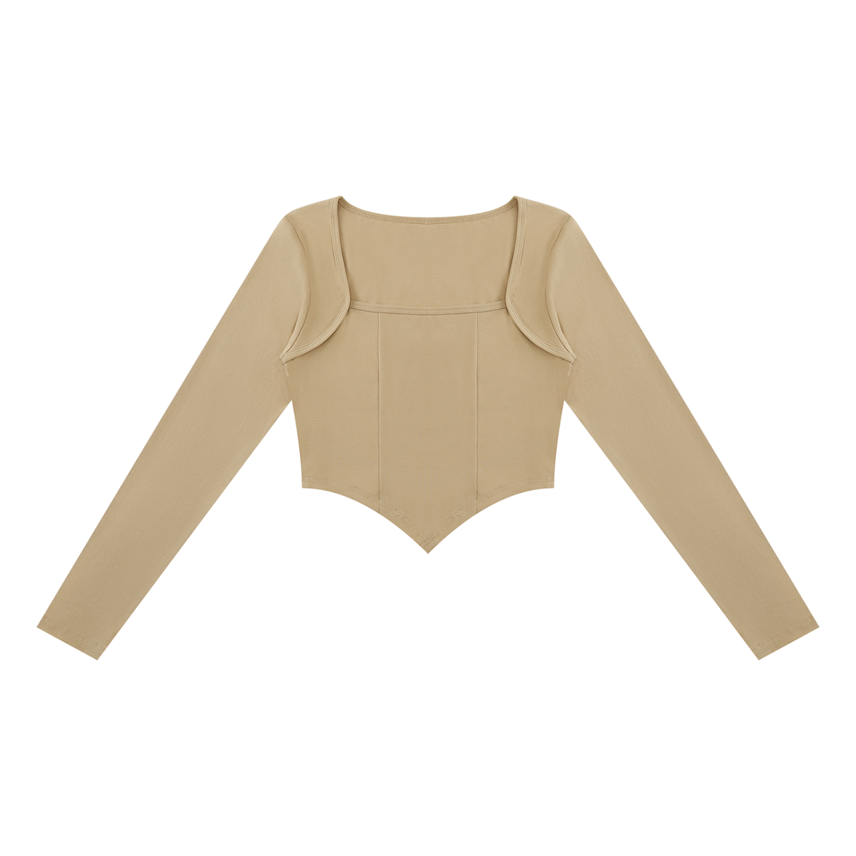 Women's Square Neck Cropped T-Shirt in pale khaki