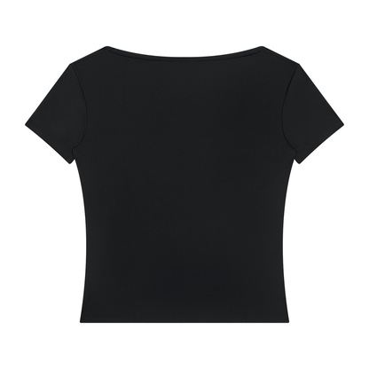 Women's Square Neck Training T-Shirt in black, alternate angle
