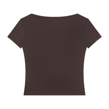 Women's Square Neck Training T-Shirt in brown, alternate angle