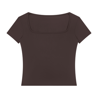 Women's Square Neck Training T-Shirt in brown