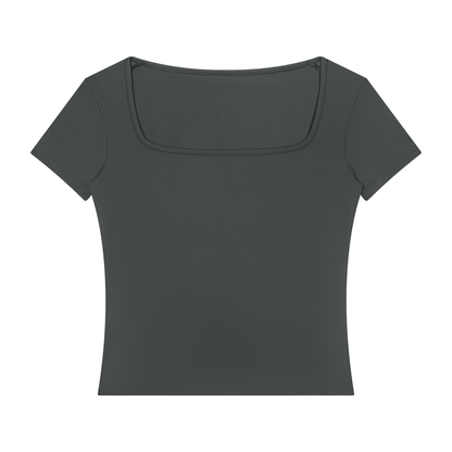 Women's Square Neck Training T-Shirt in dark gray