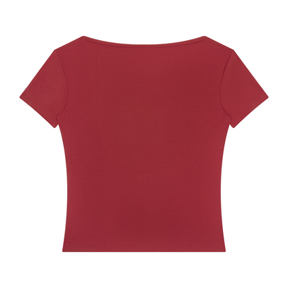 Women's Square Neck Training T-Shirt in red, alternate angle