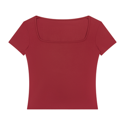 Women's Square Neck Training T-Shirt in red