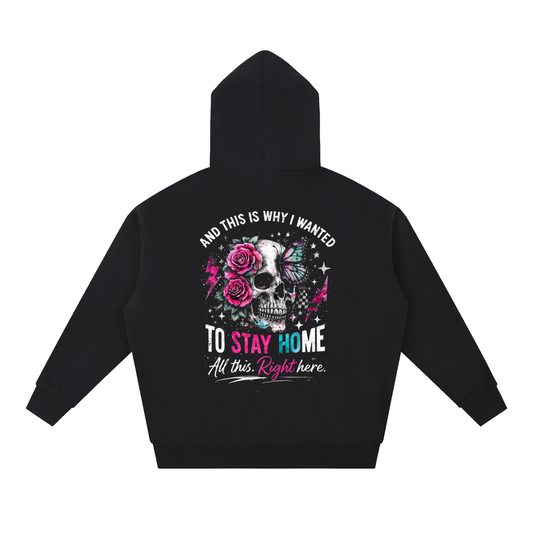 Women’s Stay Home Skull & Roses Heavyweight Hoodie - Black – product image 1