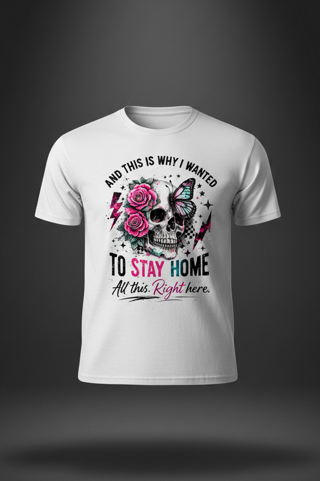Women’s Stay Home Skull and Roses lightweight cotton graphic T-shirt
