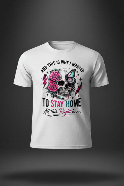 Women’s Stay Home Skull and Roses lightweight cotton graphic T-shirt