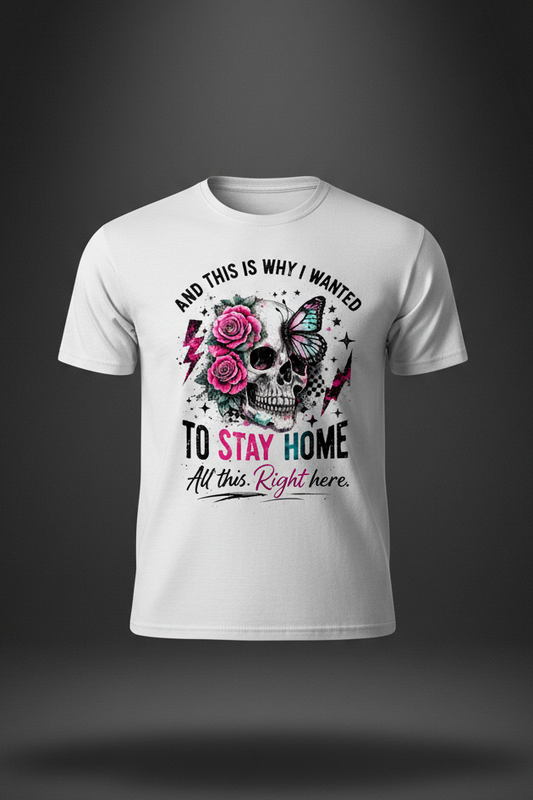 Women’s Stay Home Skull and Roses lightweight cotton graphic T-shirt