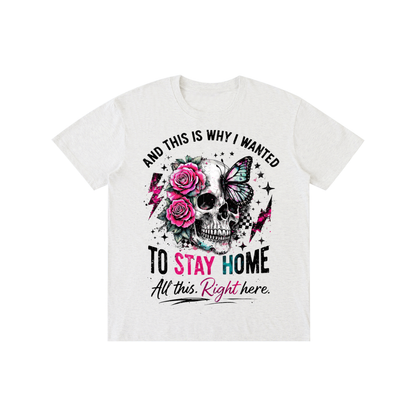Women’s Stay Home Skull & Roses Lightweight Cotton T-Shirt – product image 2