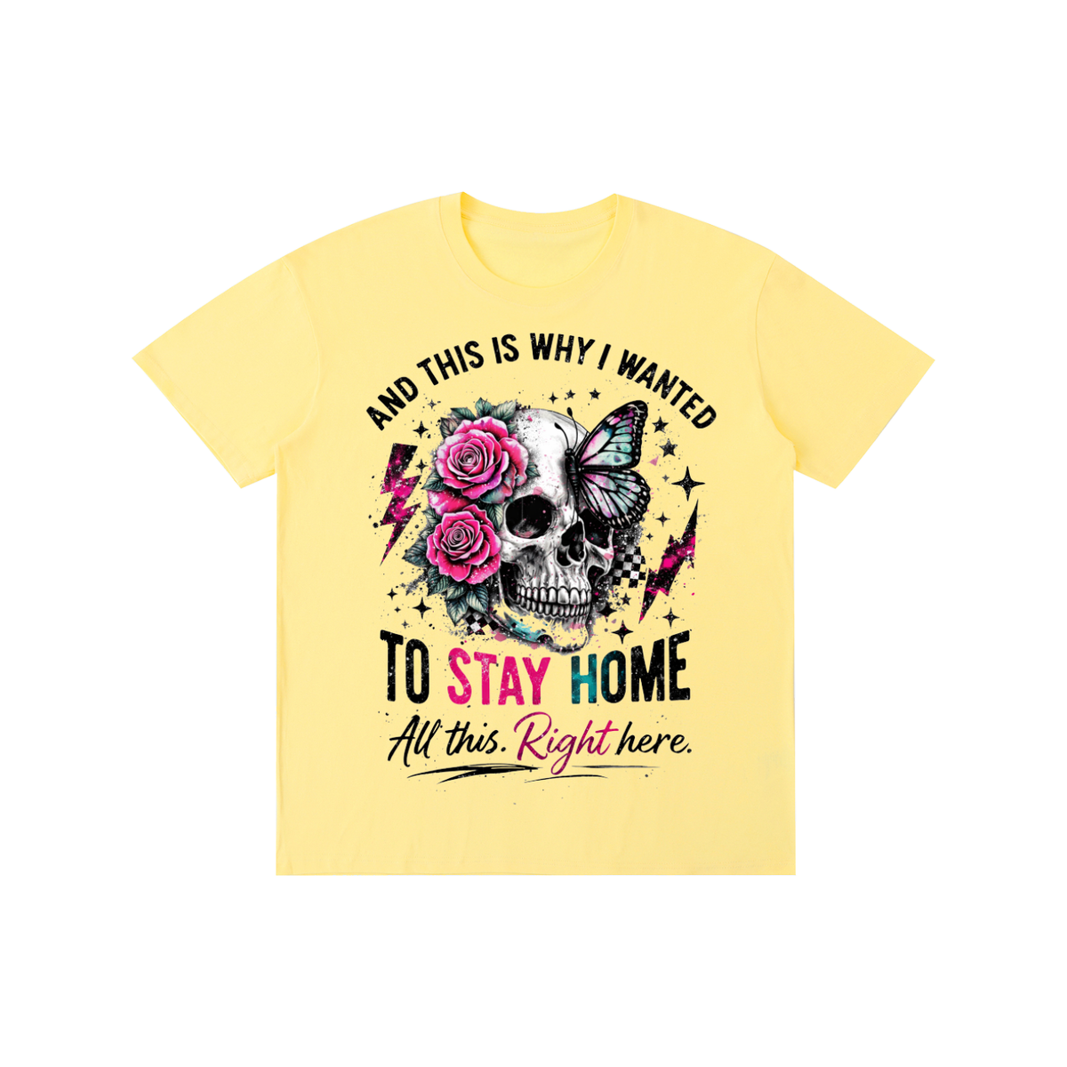 Women’s Stay Home Skull & Roses Lightweight Cotton T-Shirt – product image 7