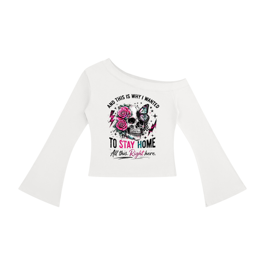 Women’s Stay Home Skull & Roses Off-Shoulder Top - Light Colors – product image 1
