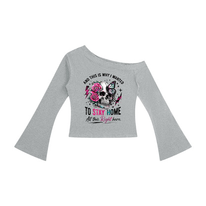 Women’s Stay Home Skull & Roses Off-Shoulder Top - Light Colors – product image 5