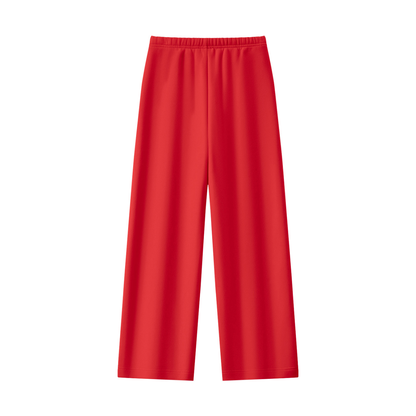 Women's Straight Leg Fleece Sweatpants in red, alternate angle