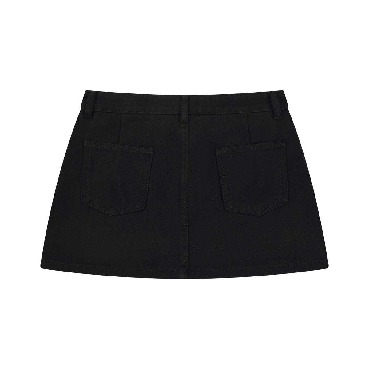 Women's Studded Denim Mini Skirt in black, alternate angle