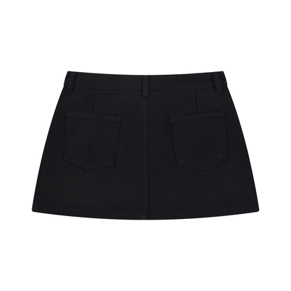 Women's Studded Denim Mini Skirt in black, alternate angle