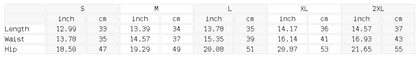 Size chart for the Women's Studded Denim Mini Skirt