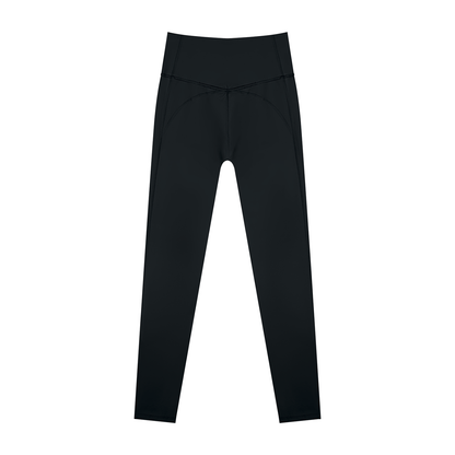 Women's Supportive High Rise Ankle Yoga Leggings in black, alternate angle