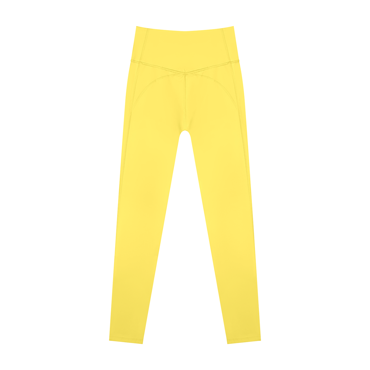 Women's Supportive High Rise Ankle Yoga Leggings in lemon yellow, alternate angle