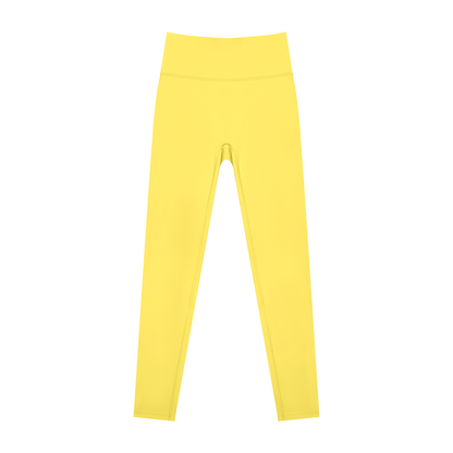 Women's Supportive High Rise Ankle Yoga Leggings in lemon yellow
