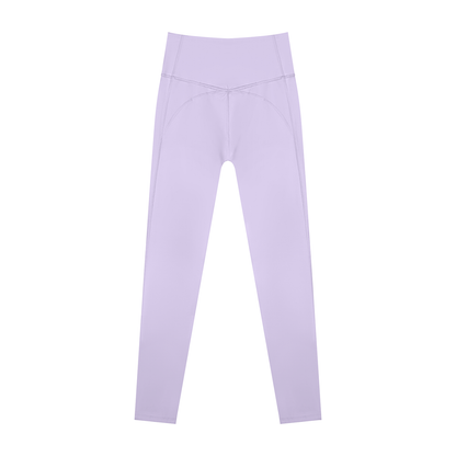 Women's Supportive High Rise Ankle Yoga Leggings in purple, alternate angle