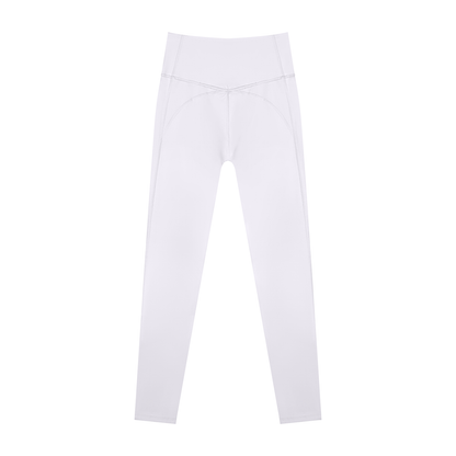 Women's Supportive High Rise Ankle Yoga Leggings in white gray, alternate angle