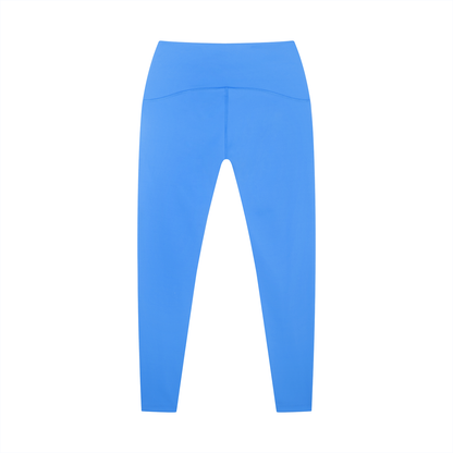 Women's Tapered Ankle Yoga Leggings in blue, alternate angle