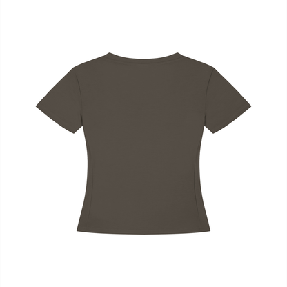 Women's Tencel Baby T-Shirt in gray coffee, alternate angle