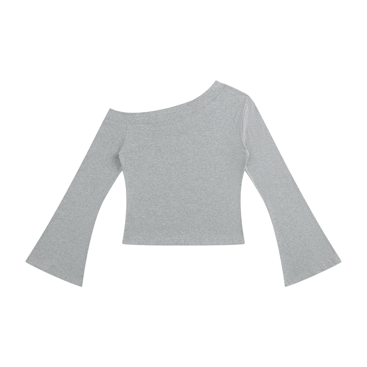 Women’s off-shoulder bell-sleeve top with a black cat in a gothic garden library doorway, The Forbidden Garden Library front print