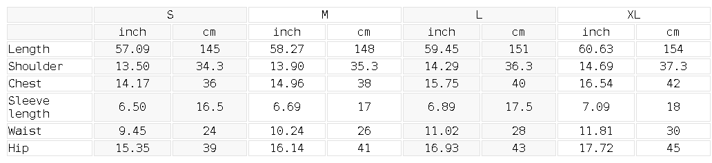 Size chart for the Women's Tight Flared Leg Quarter-Zip Jumpsuit