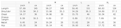 Size chart for the Women's Tight Flared Leg Quarter-Zip Jumpsuit