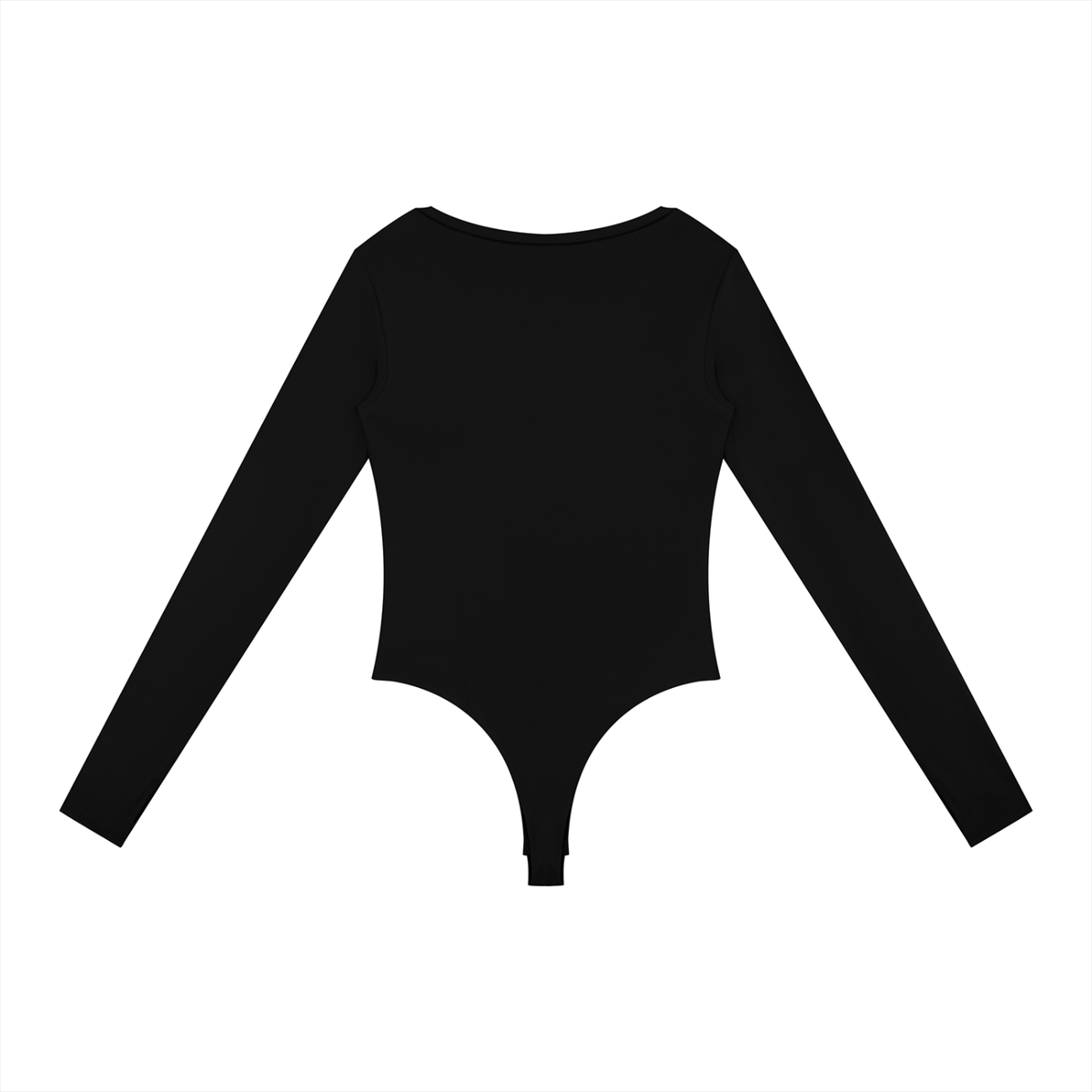 Women's Tight Long Sleeve Yoga Bodysuit in black, alternate angle