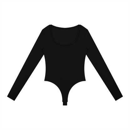 Women's Tight Long Sleeve Yoga Bodysuit in black