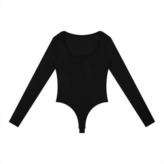 Women's Tight Long Sleeve Yoga Bodysuit in black