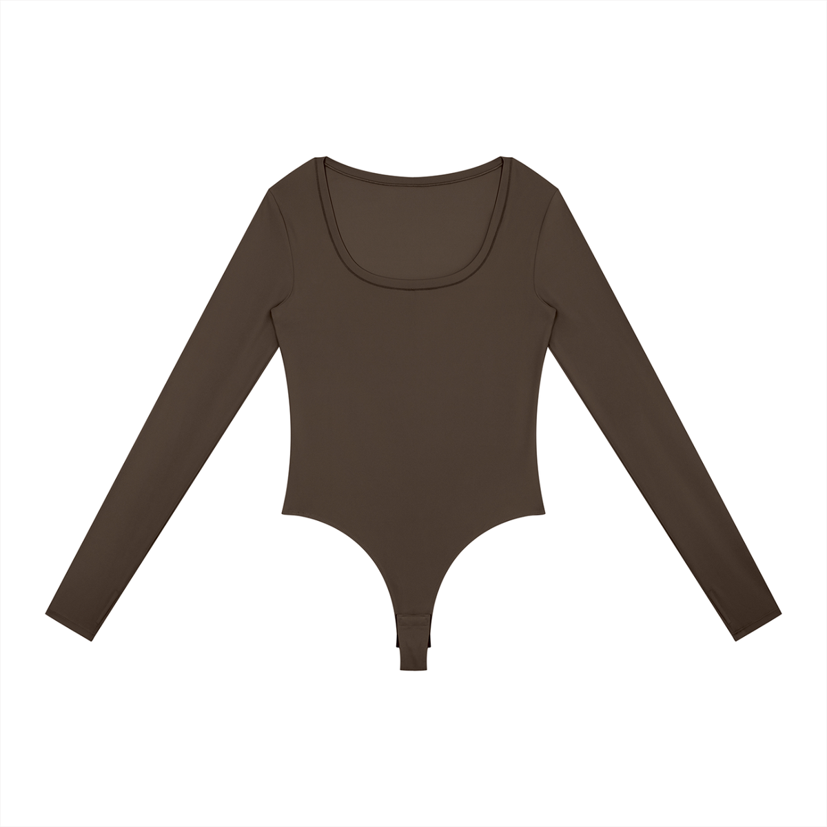 Women's Tight Long Sleeve Yoga Bodysuit in coffee